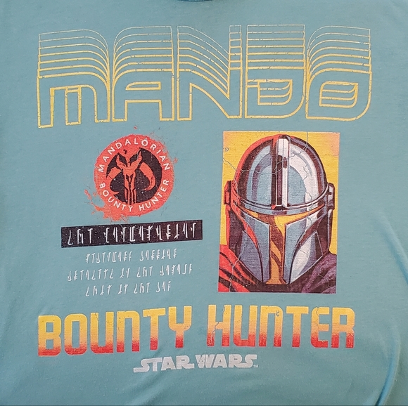 STAR WARS Mando Bounty Hunter blue graphic t-shirt Large - Picture 3 of 4